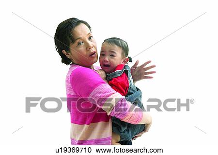 Stock Image - Bonding, Waist-Up, Carrying, Crying, Child. Fotosearch