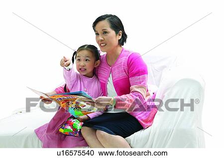 Stock Image - Childhood, Three Generation Family, Happiness, Sitting. Fotosearch