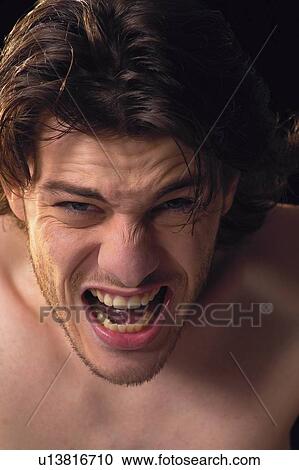 Stock Image - Depression, Male Beauty, One Person, Indoor. Fotosearch