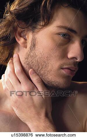 Male Beauty, Thinking, Hand On Chin, One Young Man Only View Large Photo Image Stock Photograph - Male Beauty, Thinking, Hand On Chin, One Young Man Only. Fotosearch