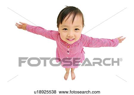 Casual Clothing, Arm Outstretched, Brown Hair, Barefoot, Asian Ethnicity, Child, 3-4 Years View Large Photo Image Stock Photo - Casual Clothing, Arm Outstretched, Brown Hair, Barefoot, Asian Ethnicity, Child, 3-4 Years. Fotosearch