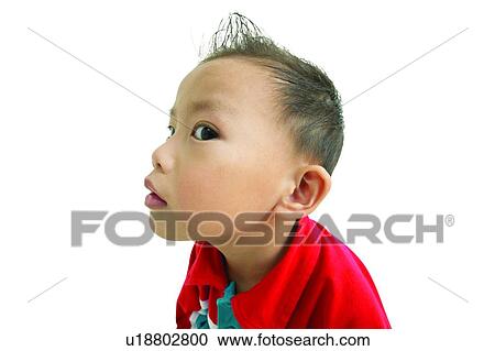 Stock Image - Casual Clothing, Focus Children, Cut Out, Spiked Hair, One Person, Childhood. Fotosearch