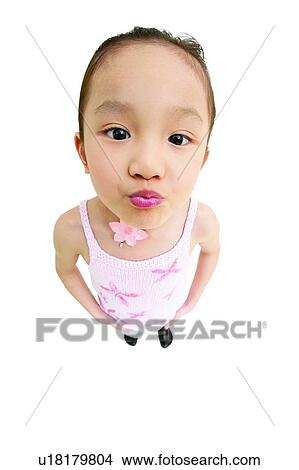 Picture - Hands In Pockets, One Girl Only, Indoor, 3-4 Years, Standing. Fotosearch