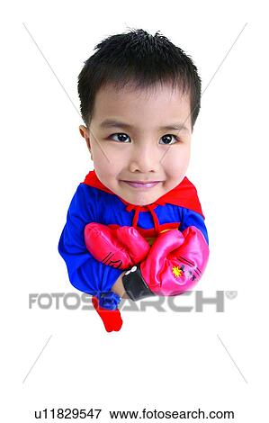 Stock Photo - Superman, One Boy Only, Asian Ethnicity. Fotosearch