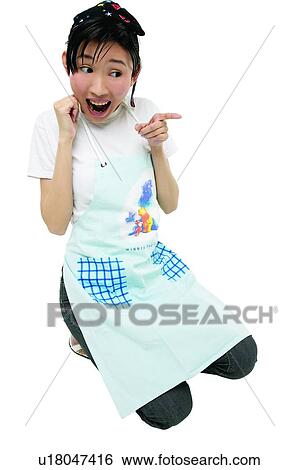 Asian Ethnicity, Clipping Path, Casual Clothing, Black Hair, Apron View Large Photo Image Stock Photograph - Asian Ethnicity, Clipping Path, Casual Clothing, Black Hair, Apron. Fotosearch