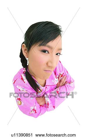 Stock Image - Black Hair, Cut Out, Focus Faces, Looking At Camera, One Person. Fotosearch