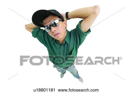 Button Down Shirt, Young Adult, Legs Apart, Posing, Hands Behind Head View Large Photo Image Stock Image - Button Down Shirt, Young Adult, Legs Apart, Posing, Hands Behind Head. Fotosearch