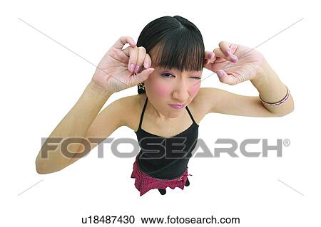 Clipping Path, Asian Ethnicity, Casual Clothing, Black Hair, Bangs, Arms Raised View Large Photo Image Stock Image - Clipping Path, Asian Ethnicity, Casual Clothing, Black Hair, Bangs, Arms Raised. Fotosearch