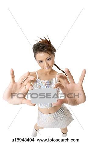 Picture - Blank, Casual Clothing, Holding, Smiling. Fotosearch