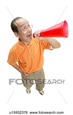 Close-Up, Asian Ethnicity, Casual Clothing, Bullhorn, Balding, Announcement Message View Large Photo Image Stock Photograph - Close-Up, Asian Ethnicity, Casual Clothing, Bullhorn, Balding, Announcement Message. Fotosearch
