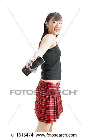 Picture - Communication, Posing, Holding, Cheerful, 18-19 Years. Fotosearch