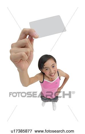 Stock Photo - Placard, Human Hand, One Person, Tank Top, Toothy Smile. Fotosearch