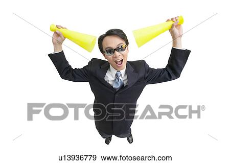 Stock Photo - Well-Dressed, Shouting, Ideas, Indoor, One Person, One Young Man Only, Full Suit. Fotosearch
