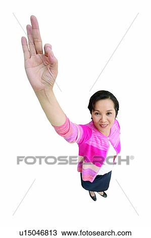 Stock Image - Asian Ethnicity, Cheerful, Casual Clothing, Black Hair, Agreement. Fotosearch