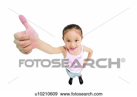 Stock Photo - Child, Agreement, Casual Clothing, Black Hair, Asian Ethnicity, 8-9 Years. Fotosearch