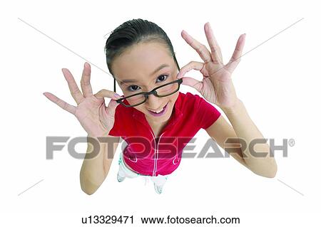 Stock Image - Joy, Young Adult, Human Finger, Cheerful, Anticipation. Fotosearch