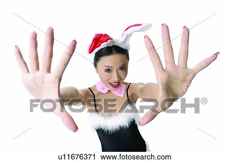Stock Image - One Person, Standing, Looking At Camera, Focus Signals, Cut Out, Hand Sign. Fotosearch