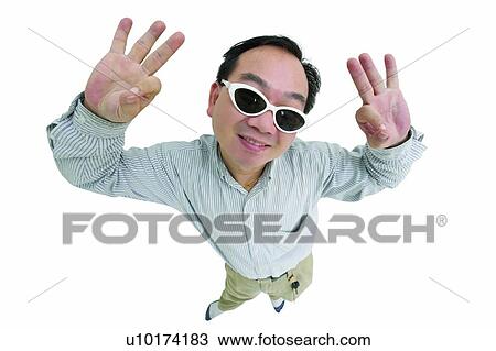 Stock Image - Perfection, Communication, Ok Sign, Attitude, White Background. Fotosearch