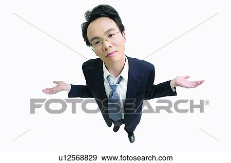 Stock Photo - White Background, Focus Signals, Hand Sign, Business Suit, Human Hand. Fotosearch