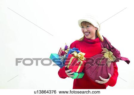 Stock Photograph - Signals, Waist-Up, Cap, Gift. Fotosearch