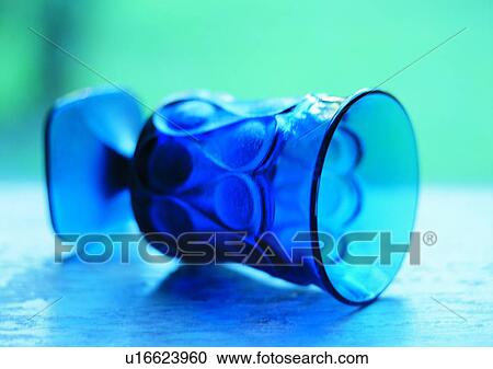 Stock Image - blue, table, tableware, glass. Fotosearch