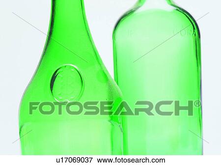 Stock Photo - glass, bottle, tableware, green. Fotosearch