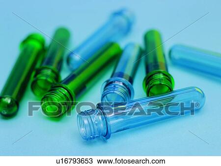 Stock Image - glass, lab, chemical, test tube, blue. Fotosearch