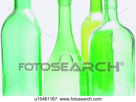 Stock Photo - green, bottle, glass, tableware. Fotosearch