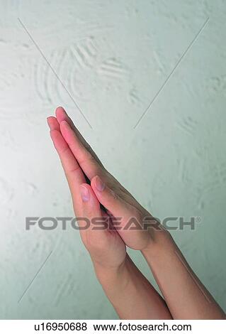 Stock Photo - hand, praying, flat, palm, together. Fotosearch