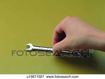 lifting, grasping, finger, wrench, hand, tool View Large Photo Image Stock Photo - lifting, grasping, finger, wrench, hand, tool. Fotosearch