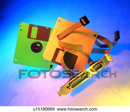 Stock Photo - office, floppy disk, connector, wire. Fotosearch