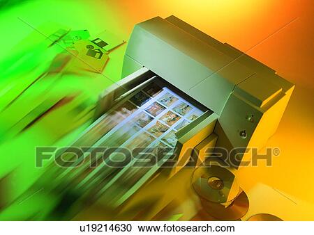 Stock Image - printer, disc, floppy disk, office, computer. Fotosearch
