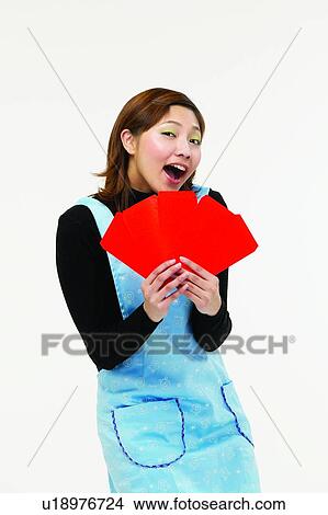 Picture - Brown Hair, Apron, Close-Up, Clipping Path, Japanese Ethnicity, One Person. Fotosearch