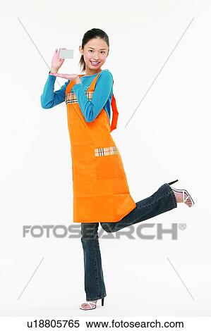 Clipping Path, Asian Ethnicity, Casual Clothing, Brown Hair, Body Language, Apron View Large Photo Image Stock Photography - Clipping Path, Asian Ethnicity, Casual Clothing, Brown Hair, Body Language, Apron. Fotosearch