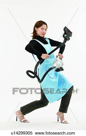 Stock Photography - Cut Out, Jeans, White Background, Cleaning, One Person, Drudgery. Fotosearch