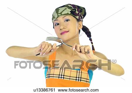 Fork, Close-Up, Housewife Body Language, Head And Shoulders, Young Adult View Large Photo Image Stock Image - Fork, Close-Up, Housewife Body Language, Head And Shoulders, Young Adult. Fotosearch