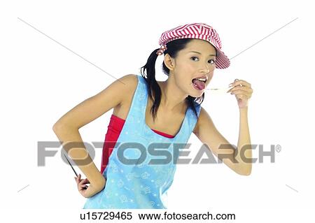 Stock Photography - Music, Clipping Path, Waist-Up, Brown Hair, Toothy Smile, Close-Up. Fotosearch