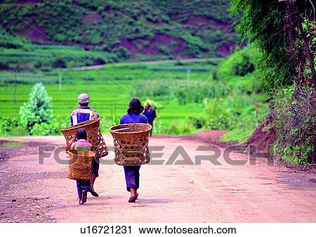 Stock Image - primitive, female, roadside, woman, honest, family, path. Fotosearch