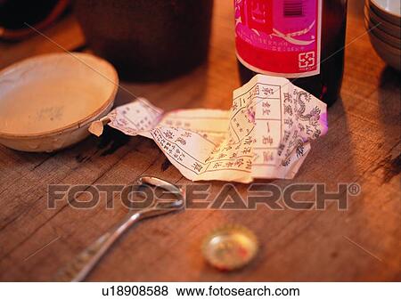 Stock Photo - Bottle, Bottle Cap, Bottle Opener, Bowl, Crumpled. Fotosearch