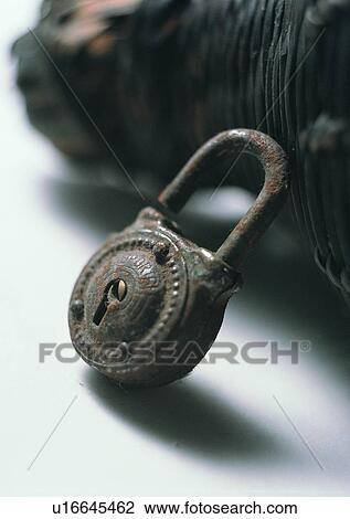 Stock Image - Close-Up, Indoor, Leaning, Lock, Metal. Fotosearch