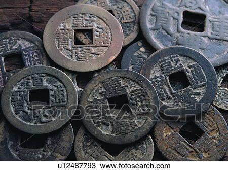 Stock Image - Coin, Old Fashioned, Pile, Small Group Of Objects, Metallic. Fotosearch