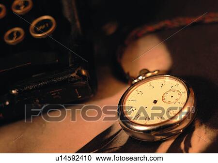 Stock Image - Pocket Watch, Small Group Of Objects, In The Old Days, Instrument, Antique. Fotosearch
