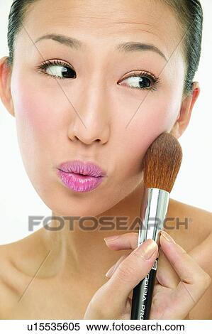 Indoor, Puckering, Beauty Treatment, Head And Shoulders, Cosmetics View Large Photo Image Stock Photography - Indoor, Puckering, Beauty Treatment, Head And Shoulders, Cosmetics. Fotosearch