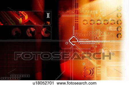 Stock Image - Close-up of a pattern superimposed on a red background. Fotosearch