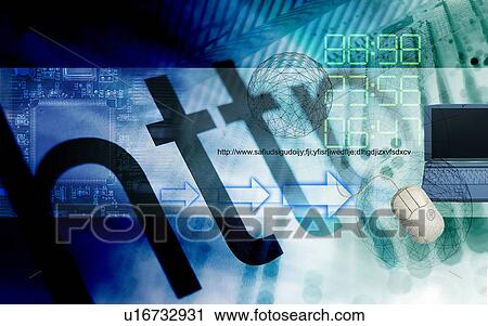 Stock Image - Close-up of the letters http superimposed on a blue background. Fotosearch