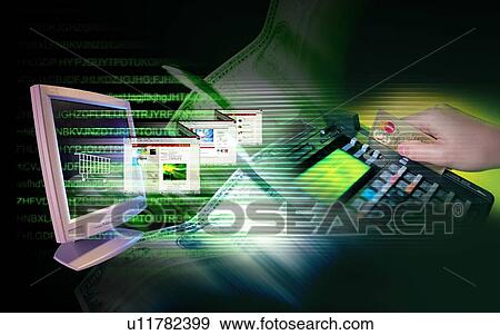 Credit card swipe machine superimposed on a green background View Large Photo Image Stock Photo - Credit card swipe machine superimposed on a green background. Fotosearch