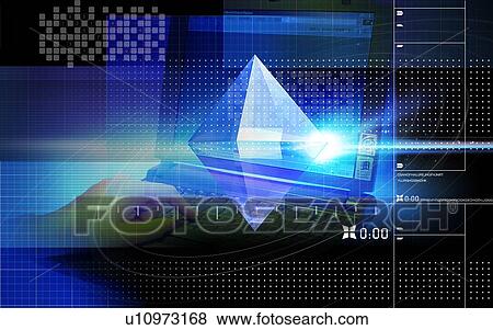 Glowing pyramid superimposed on a grid pattern View Large Photo Image Stock Photo - Glowing pyramid superimposed on a grid pattern. Fotosearch