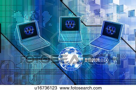 Laptops superimposed on a blue background View Large Photo Image Stock Image - Laptops superimposed on a blue background. Fotosearch