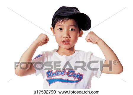 Stock Image - aggression, attitude, asian ethnicity, 5-6 years. Fotosearch