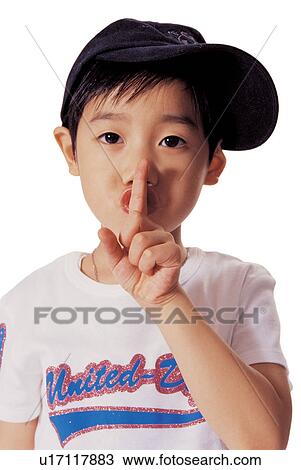Stock Image - asian ethnicity, baseball cap, background, 5-6 years. Fotosearch